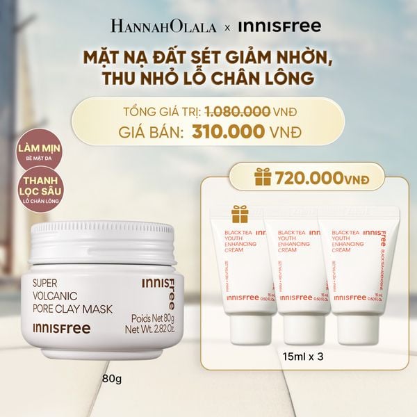 MẶT NẠ ĐẤT SÉT TRO NÚI LỬA GIẢM NHỜN THU NHỎ LỖ CHÂN LÔNG INNISFREE SUPER VOLCANIC PORE CLAY MASK 80G - A1385 