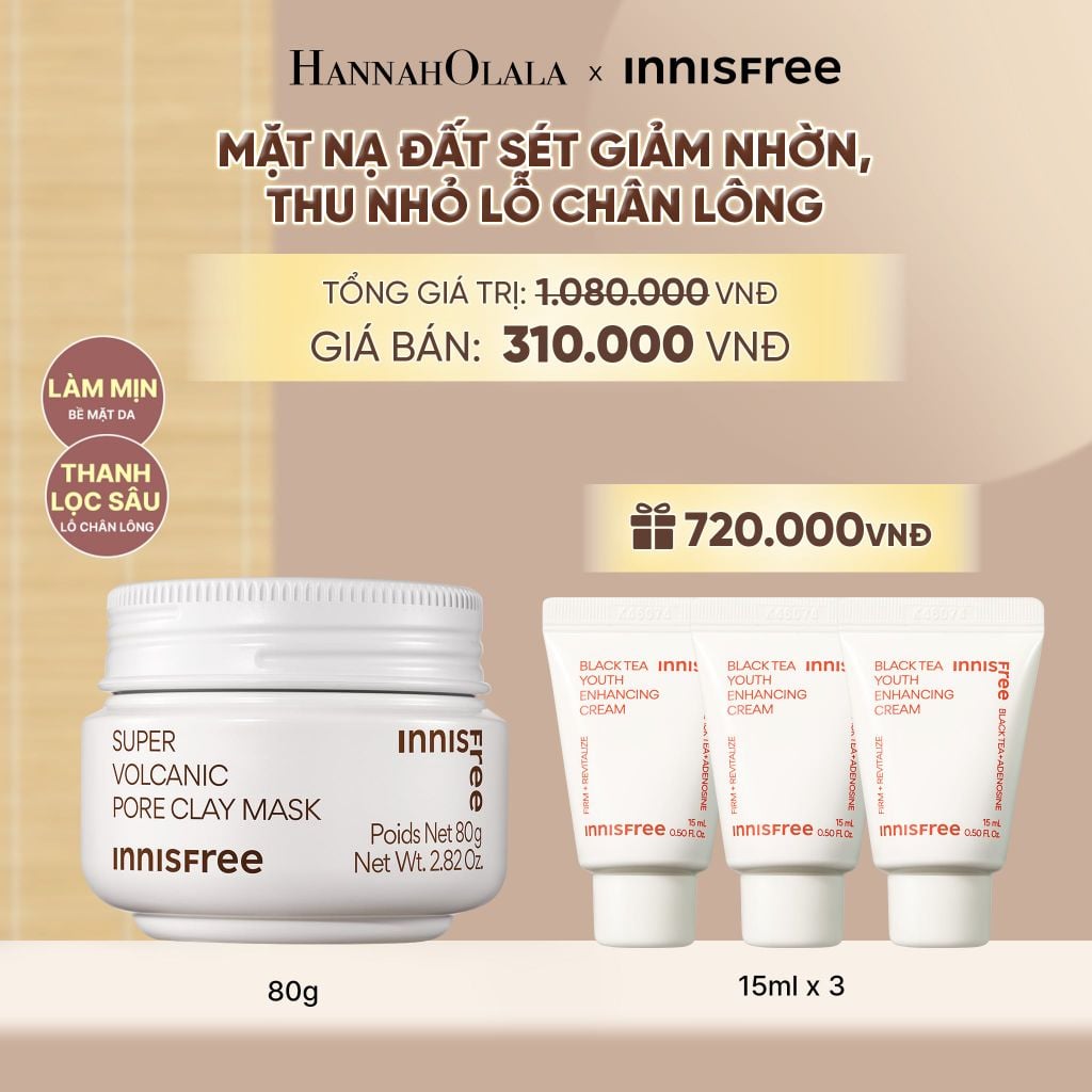  MẶT NẠ ĐẤT SÉT TRO NÚI LỬA GIẢM NHỜN THU NHỎ LỖ CHÂN LÔNG INNISFREE SUPER VOLCANIC PORE CLAY MASK 80G - A534 