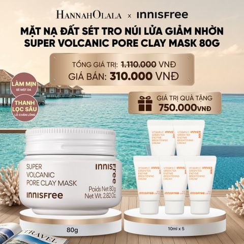  MẶT NẠ ĐẤT SÉT TRO NÚI LỬA GIẢM NHỜN, THU NHỎ LỖ CHÂN LÔNG INNISFREE SUPER VOLCANIC PORE CLAY MASK 80G 