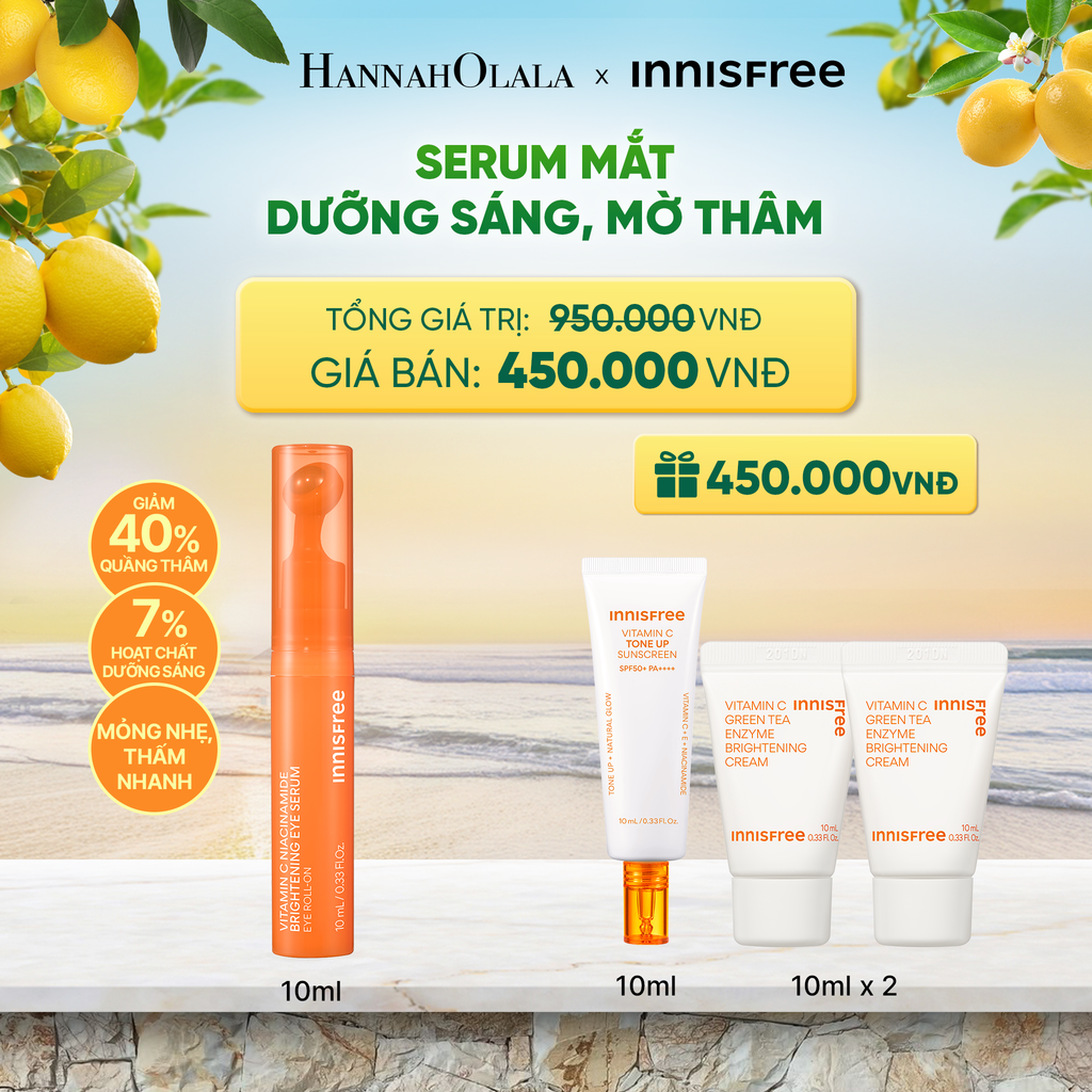  MỚI - SERUM MẮT DƯỠNG SÁNG MỜ THÂM INNISFREE VITAMIN C NIACINAMIDE BRIGHTENING EYE SERUM 10G 