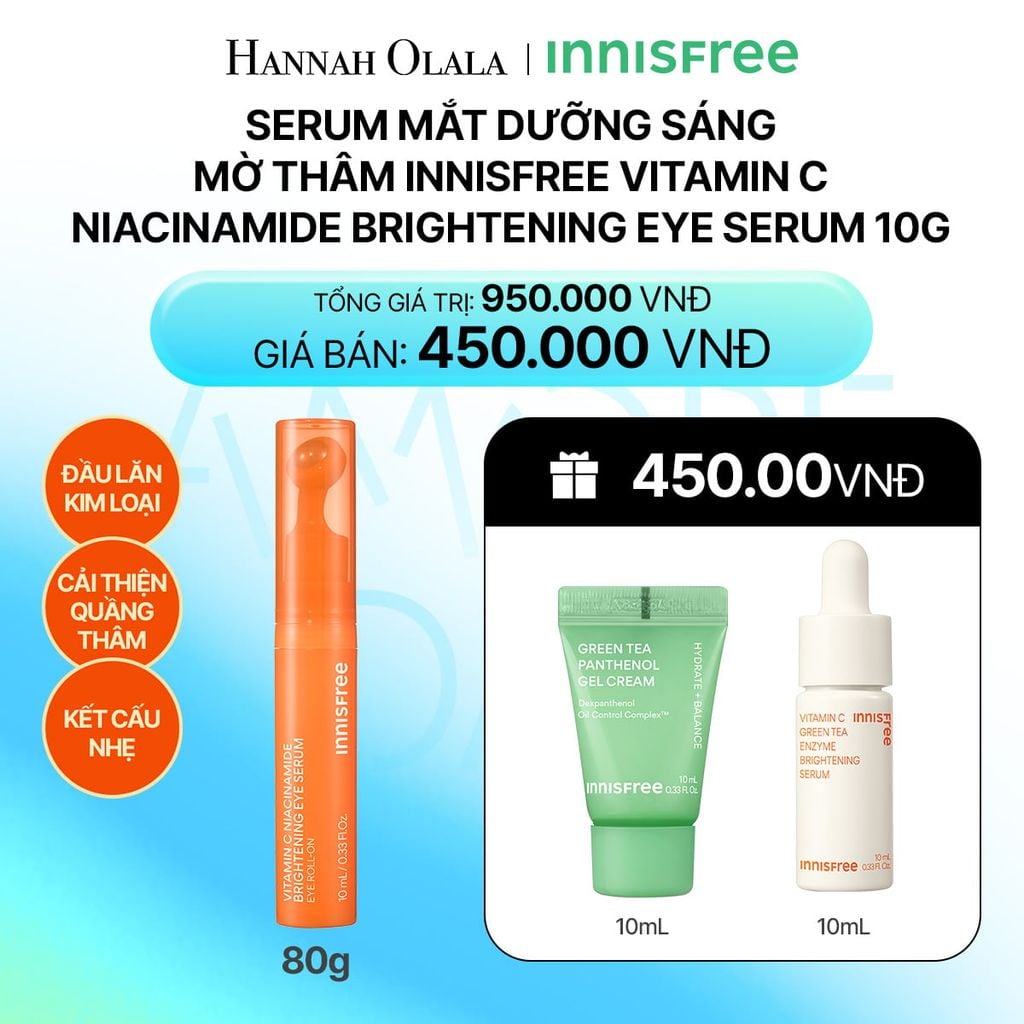  DEAL 14: [MỚI] SERUM MẮT DƯỠNG SÁNG MỜ THÂM INNISFREE VITAMIN C NIACINAMIDE BRIGHTENING EYE SERUM 10G_ A104 