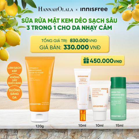  MỚI - SỮA RỬA MẶT KEM DẺO SẠCH SÂU SÁNG DA DỊU NHẸ INNISFREE VITAMIN C BRIGHTENING MASK-TO-FOAM FACIAL CLEANSER 120G 