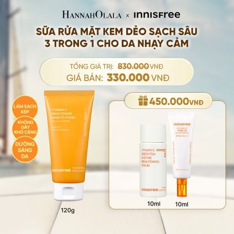  MỚI - SỮA RỬA MẶT KEM DẺO SẠCH SÂU SÁNG DA DỊU NHẸ INNISFREE VITAMIN C BRIGHTENING MASK-TO-FOAM FACIAL CLEANSER 120G - A1384 