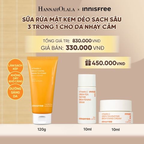  MỚI - SỮA RỬA MẶT KEM DẺO SẠCH SÂU SÁNG DA DỊU NHẸ INNISFREE VITAMIN C BRIGHTENING MASK-TO-FOAM FACIAL CLEANSER 120G - A533 