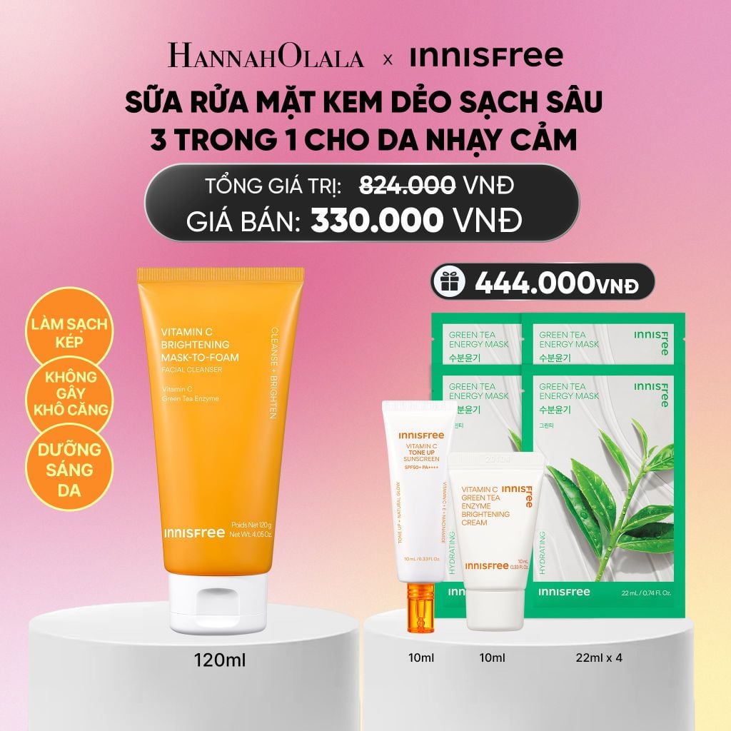  MỚI - SỮA RỬA MẶT KEM DẺO SẠCH SÂU SÁNG DA DỊU NHẸ INNISFREE VITAMIN C BRIGHTENING MASK-TO-FOAM FACIAL CLEANSER 120G_A1416 