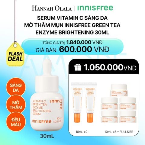  DEAL 5: [FLASH DEAL] SERUM VITAMIN C SÁNG DA MỜ THÂM MỤN INNISFREE GREEN TEA ENZYME BRIGHTENING 30ML_ A112 