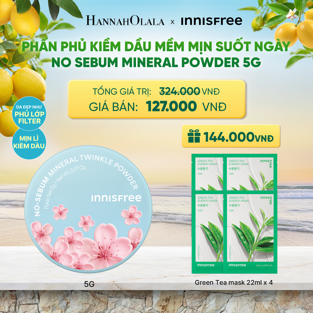  DEAL ĐỘC QUYỀN: PHẤN PHỦ BỘT KIỀM DẦU INNISFREE NO SEBUM MINERAL POWDER - PHIÊN BẢN GIỚI HẠN CHERRY 