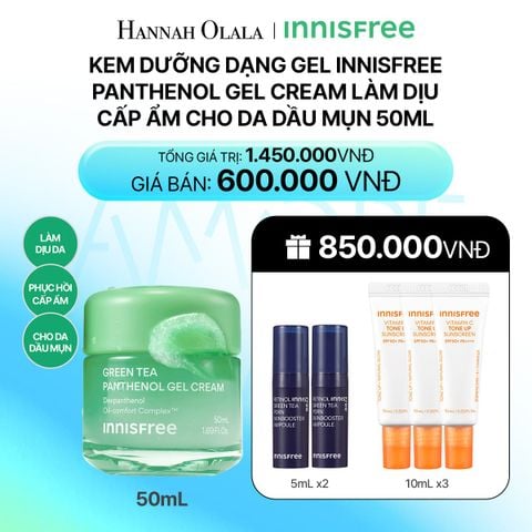  DEAL 16: MỚI - KEM DƯỠNG DẠNG GEL INNISFREE PANTHENOL GEL CREAM LÀM DỊU CẤP ẨM CHO DA DẦU MỤN 50ML_ A102 
