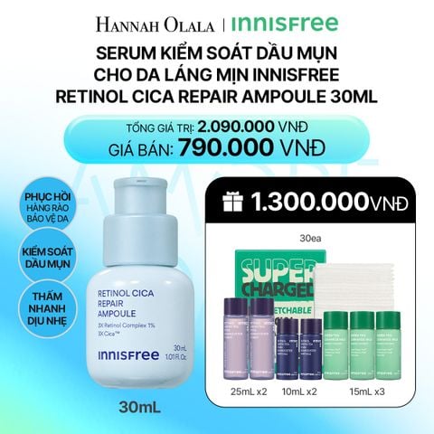  DEAL 9: SERUM KIỂM SOÁT DẦU MỤN CHO DA LÁNG MỊN INNISFREE RETINOL CICA REPAIR AMPOULE 30ML_ A95 