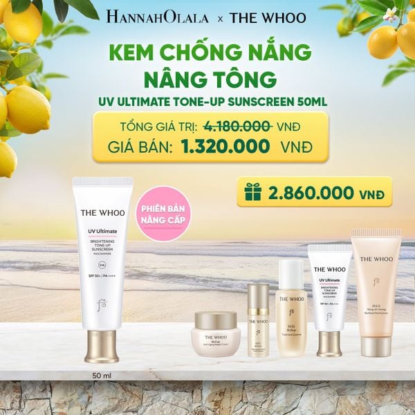  PHIÊN BẢN NÂNG CẤP - BỘ KEM CHỐNG NẮNG NÂNG TÔNG THE WHOO UV ULTIMATE BRIGHTENING TONE-UP SUNSCREEN 50ML - A2 
