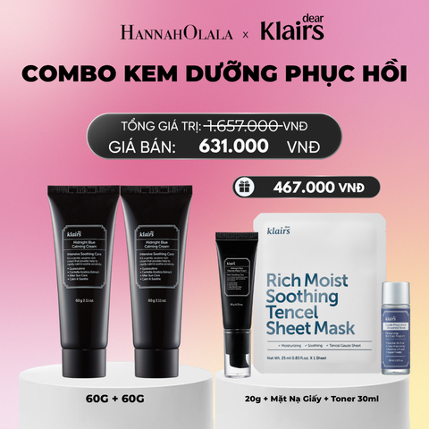  COMBO 2 DEAR, KLAIRS KEM DƯỠNG MIDNIGHT BLUE CALMING CREAM 60ML_A1840 