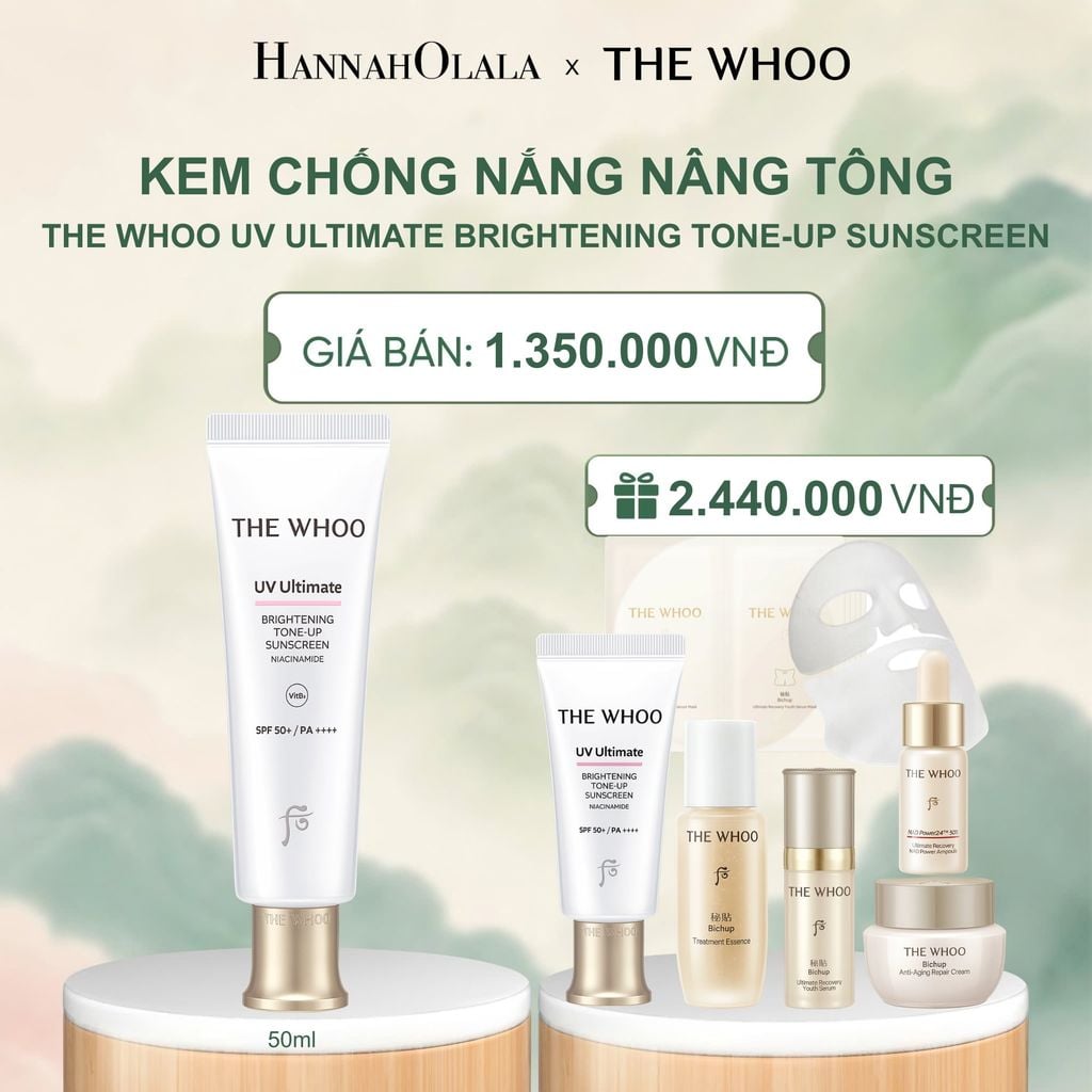  BỘ KEM CHỐNG NẮNG NÂNG TÔNG THE WHOO UV ULTIMATE BRIGHTENING TONE-UP SUNSCREEN 50ML - A1106 