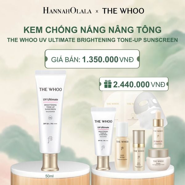  BỘ KEM CHỐNG NẮNG NÂNG TÔNG THE WHOO UV ULTIMATE BRIGHTENING TONE-UP SUNSCREEN 50ML - A1106 