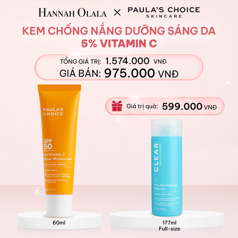  E307_DEAL 5: KEM CHỐNG NẮNG DƯỠNG ẨM GIÚP LÀM SÁNG VÀ ĐỀU MÀU DA VỚI 5% VITAMIN C SPF 50 60ML 