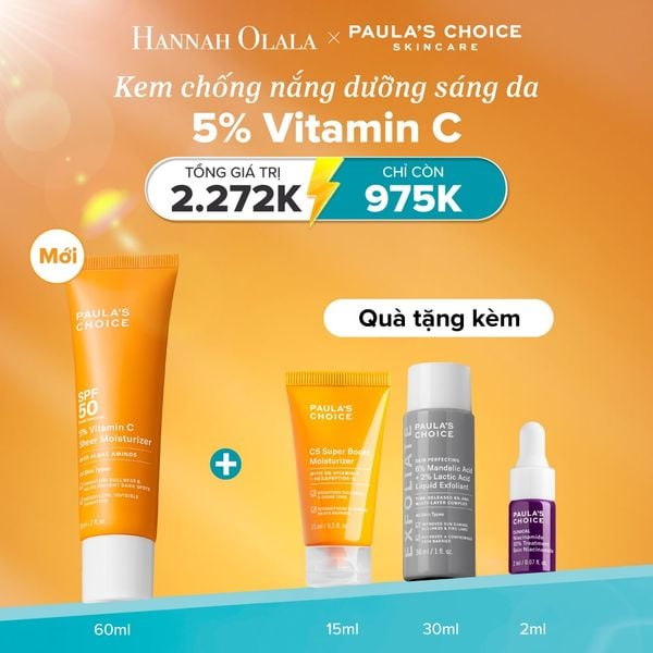  [MỚI] DEAL 5.1: KEM CHỐNG NẮNG DƯỠNG ẨM GIÚP LÀM SÁNG VÀ ĐỀU MÀU DA VỚI 5% VITAMIN C SPF 50 60ML 