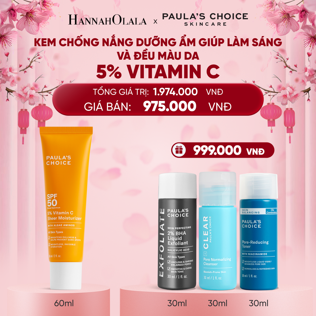  DEAL 7: KEM CHỐNG NẮNG DƯỠNG ẨM GIÚP LÀM SÁNG VÀ ĐỀU MÀU DA VỚI 5% VITAMIN C SPF 50 60ML 