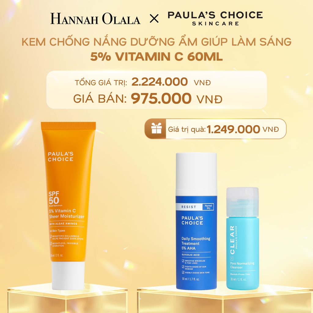  DEAL 6: KEM CHỐNG NẮNG DƯỠNG ẨM GIÚP LÀM SÁNG VÀ ĐỀU MÀU DA VỚI 5% VITAMIN C SPF 50 60ML 