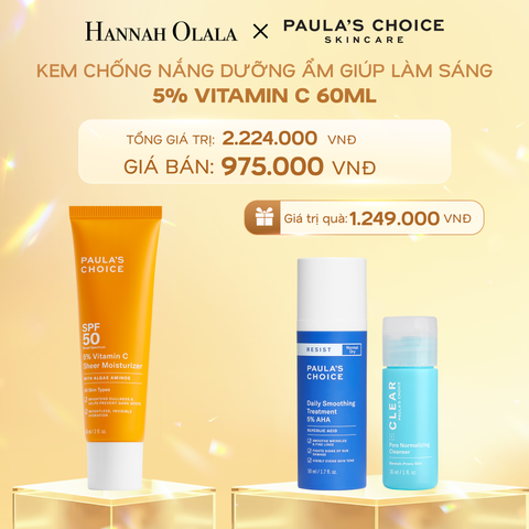  DEAL 6: KEM CHỐNG NẮNG DƯỠNG ẨM GIÚP LÀM SÁNG VÀ ĐỀU MÀU DA VỚI 5% VITAMIN C SPF 50 60ML 