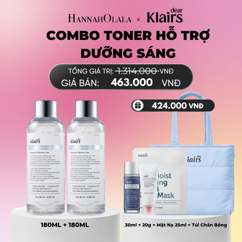  COMBO 2 PCS DEAR, KLAIRS NƯỚC HOA HỒNG FRESHLY JUICED VITAMIN ESSENCE TONER 180ML (IP04)_A1846 