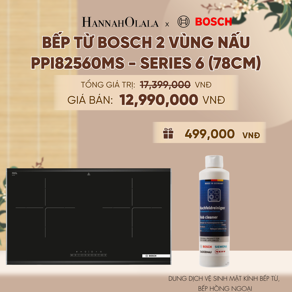  BẾP TỪ BOSCH 2 VÙNG NẤU PPI82560MS - SERIES 6 (78CM) - A1289 