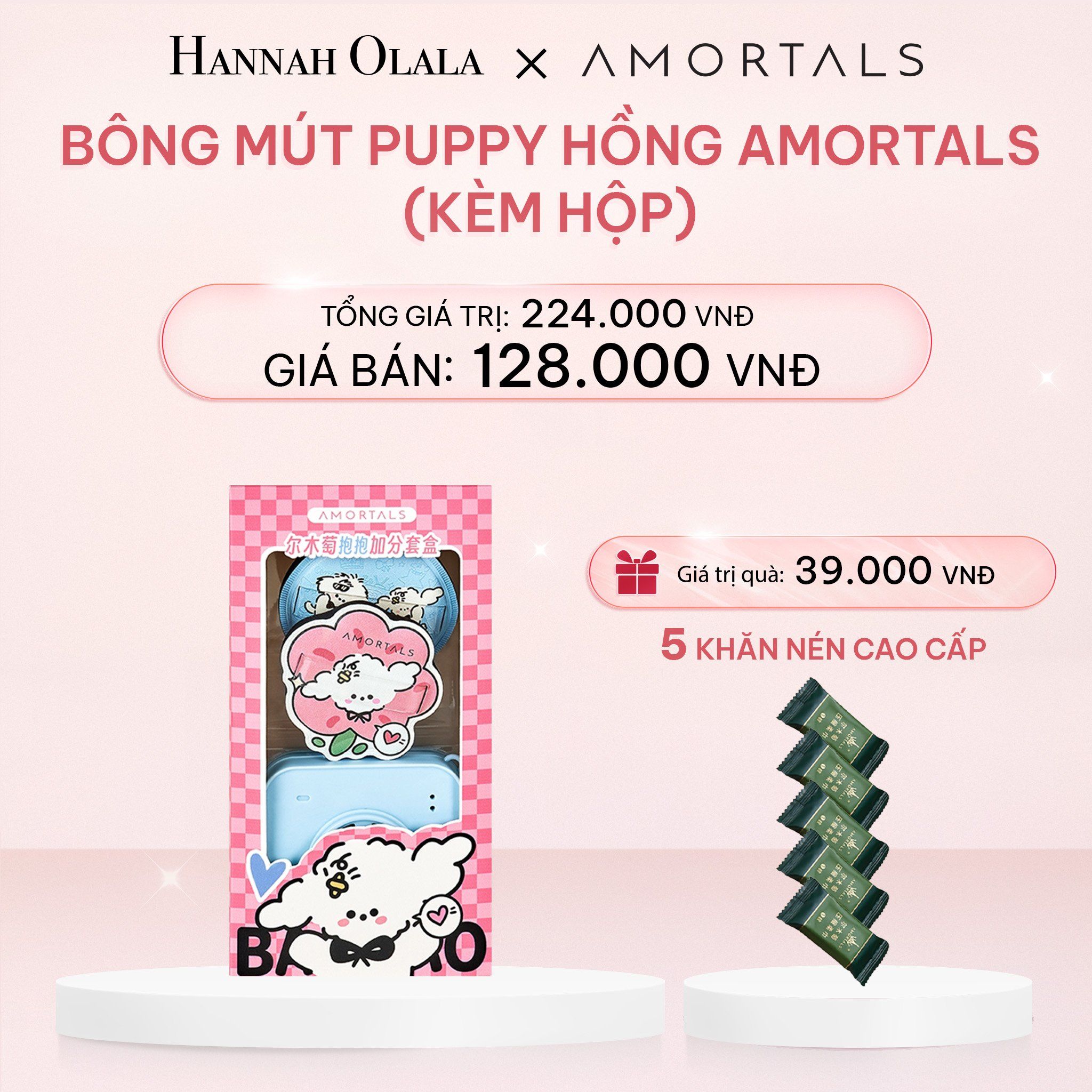  E703_DEAL 13: BÔNG MÚT PUPPY HỒNG XINH XẮN AMORTALS 