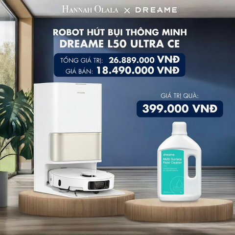  DREAME L50 ULTRA CE ROBOT HÚT BỤI THÔNG MINH LỰC HÚT 25.000PA TỰ GIẶT GIẺ NƯỚC NÓNG 80°C BH 24 THÁNG 