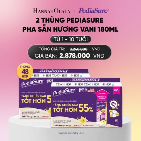  2 THÙNG PEDIASURE PHA SẴN HƯƠNG VANI 180ML DEAL 3: _ A745 