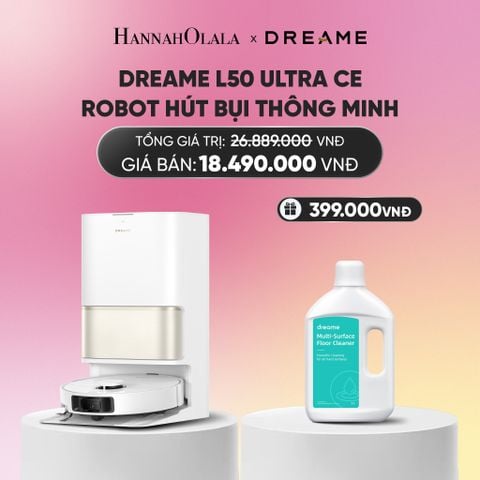  DREAME L50 ULTRA CE ROBOT HÚT BỤI THÔNG MINH LỰC HÚT 25.000PA TỰ GIẶT GIẺ NƯỚC NÓNG 80°C BH 24 THÁNG_A1709 