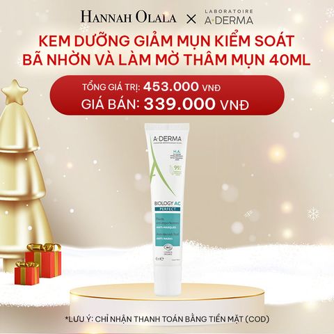 DEAL 5: KEM DƯỠNG GIẢM MỤN KIỂM SOÁT BÃ NHỜN & LÀM MỜ THÂM MỤN A-DERMA BIOLOGY AC PERFECT ANTI-BLEMISH FLUID 40ML 