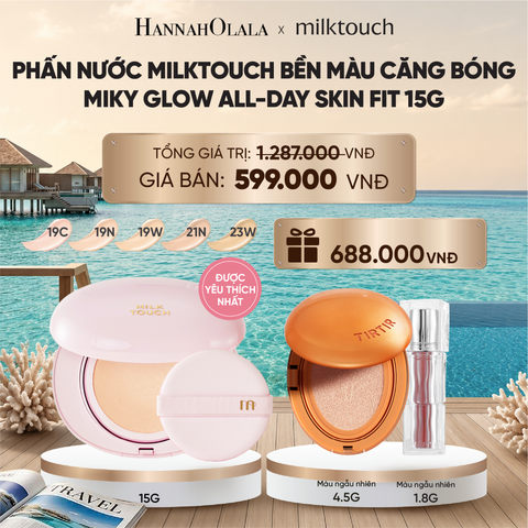  PHẤN NƯỚC MILKTOUCH BỀN MÀU CĂNG BÓNG MILKY GLOW ALL-DAY SKIN FIT 15G (MUA 1 TẶNG 2) 
