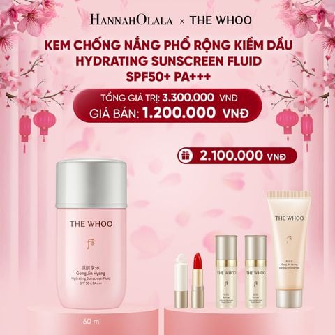  [GIAO HÀNG TỪ 08.01] DEAL 13: KEM CHỐNG NẮNG PHỔ RỘNG KIỀM DẦU THE WHOO GONGJINHYANG HYDRATING SUNSCREEN FLUID SPF50+ PA+++ 60ML 