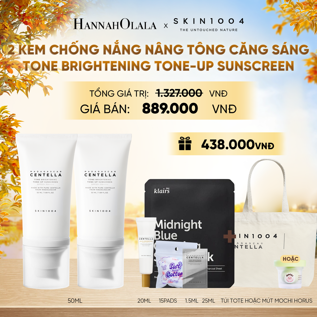  COMBO 02 PCS SKIN1004 KEM CHỐNG NẮNG MADAGASCAR CENTELLA TONE BRIGHTENING TONE-UP SUNSCREEN SPF50+ PA++++ 50ML - E476 
