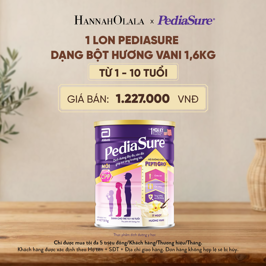  1 LON PEDIASURE DẠNG BỘT HƯƠNG VANI 1,6KG (DÙNG CHO BÉ 1-10 TUỔI) - D73 