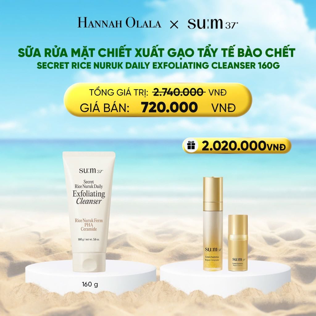  DEAL 38: SỮA RỬA MẶT CHIẾT XUẤT GẠO TẨY TẾ BÀO CHẾT SU:M37 SECRET RICE NURUK DAILY EXFOLIATING CLEANSER 160G 