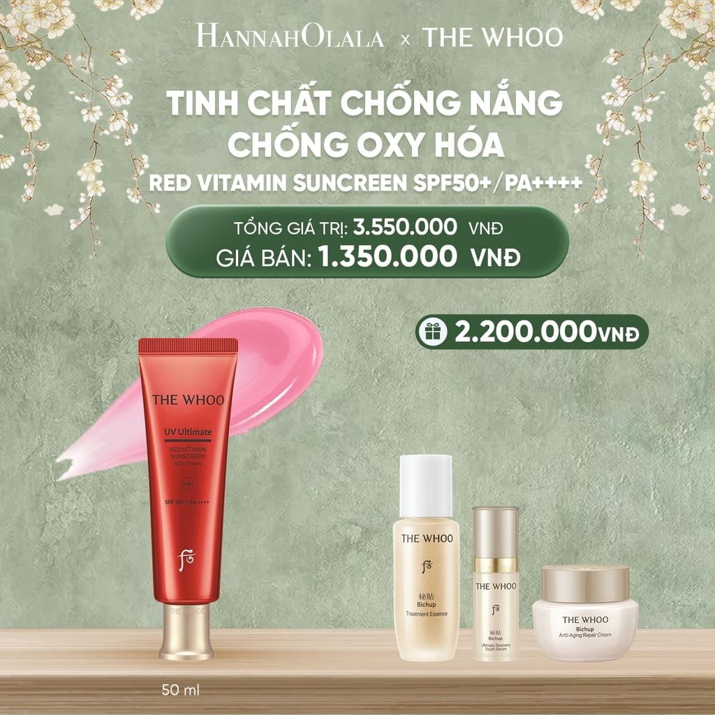  DEAL13: TINH CHẤT CHỐNG NẮNG CHỐNG OXY HÓA THE WHOO RED VITAMIN SUNCREEN SPF50+/PA++++ 50ML 