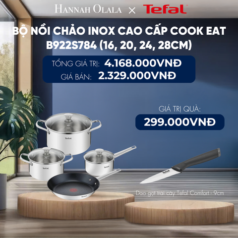  BỘ NỒI CHẢO INOX CAO CẤP COOK EAT B922S784 (16, 20, 24, 28CM) - DEAL 12 