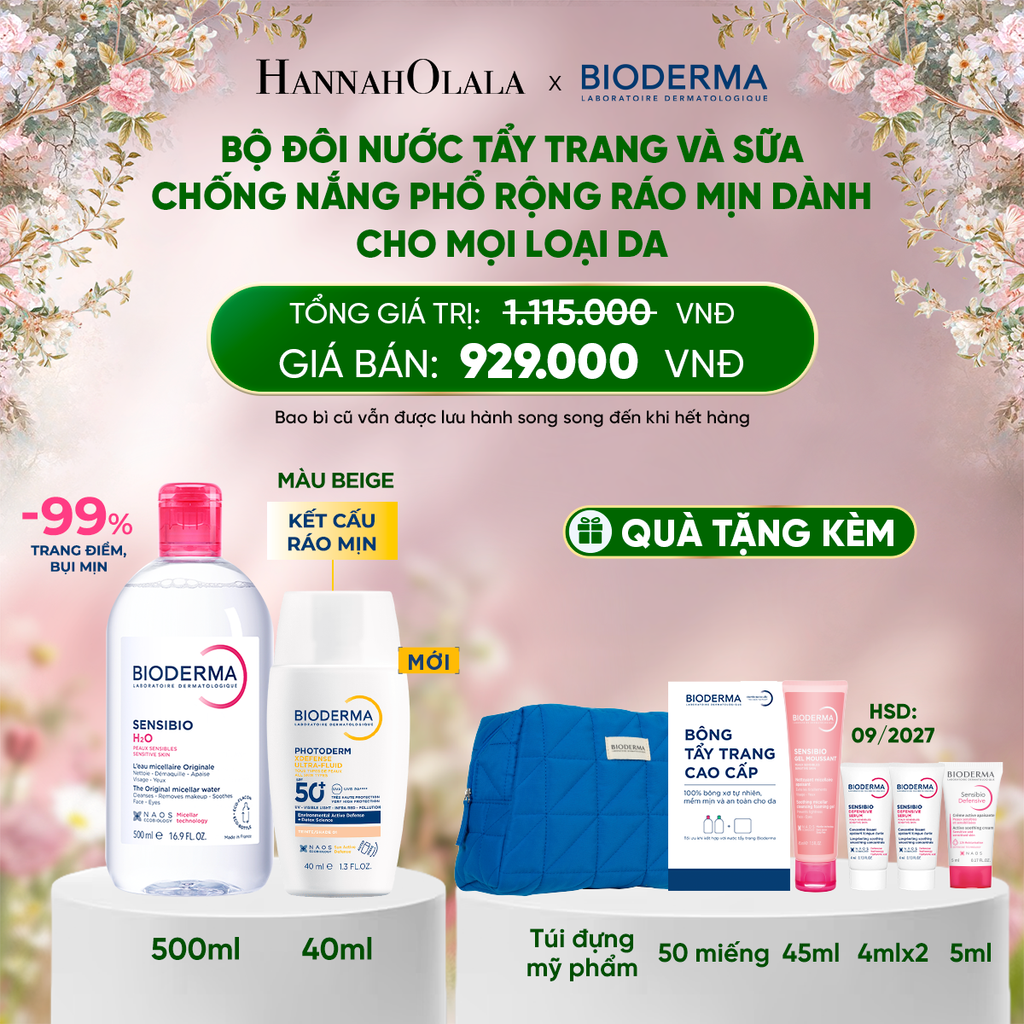  DEAL 12: BỘ ĐÔI NƯỚC TẨY TRANG VÀ SỮA CHỐNG NẮNG PHỔ RỘNG RÁO MỊN CHO MỌI LOẠI DA (CHỌN MÀU) 