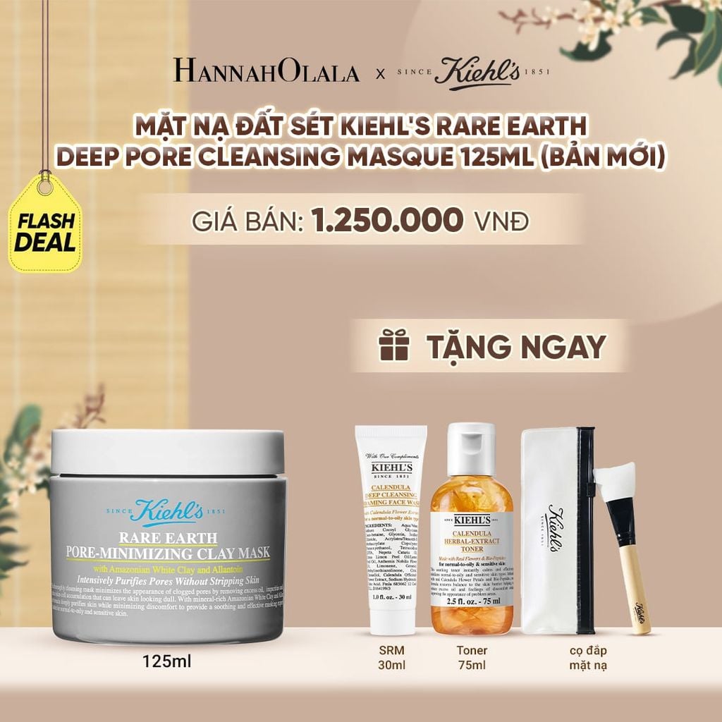  [FLASH DEAL] MẶT NẠ ĐẤT SÉT GIẢM DẦU & THU NHỎ LỖ CHÂN LÔNG KIEHL'S RARE EARTH DEEP PORE CLEANSING MASQUE 125ML (MỚI) - A295 