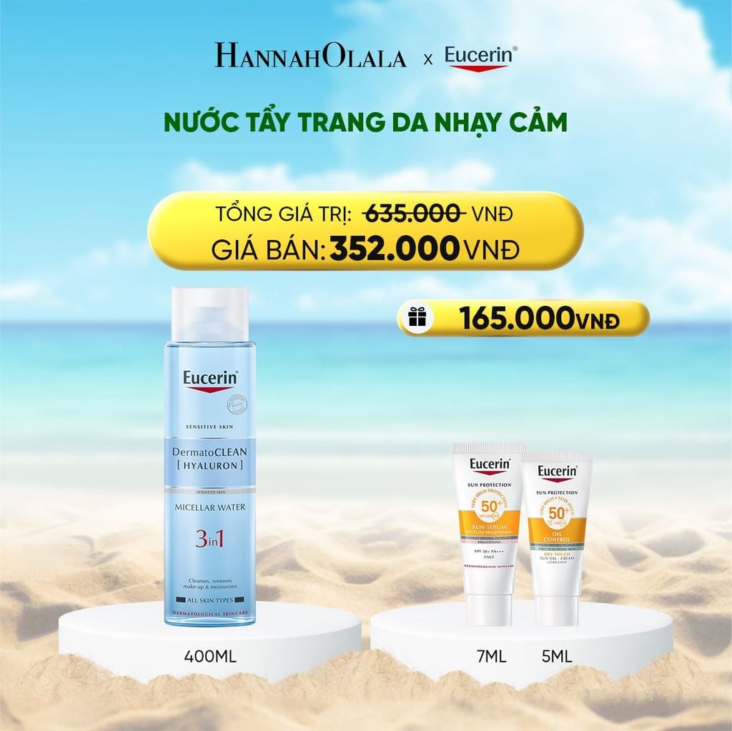  DEAL 13: NƯỚC TẨY TRANG DỊU NHẸ CHO DA NHẠY CẢM EUCERIN DERMATO CLEAN MICELLAR CLEANSING FLUID 400ML 