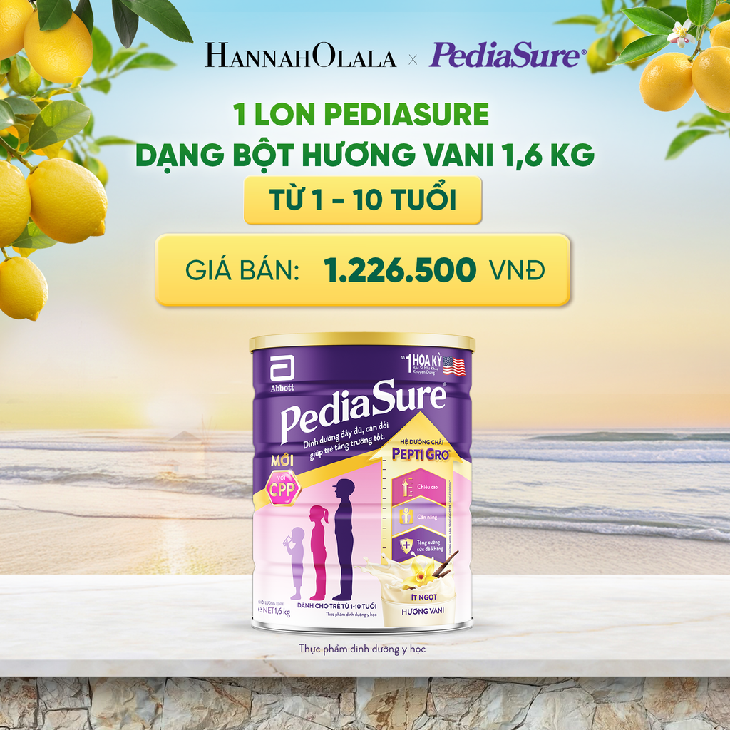  1 LON PEDIASURE DẠNG BỘT HƯƠNG VANI 1,6KG (DÙNG CHO BÉ 1-10 TUỔI) DEAL 13: 