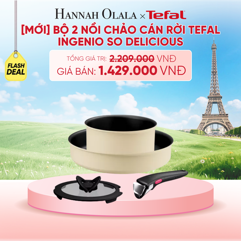  [MỚI] BỘ 2 NỒI CHẢO CÁN RỜI TEFAL INGENIO SO DELICIOUS, QUÁNH 16CM/ CHIÊN 24CM, NẮP 16CM - B247 