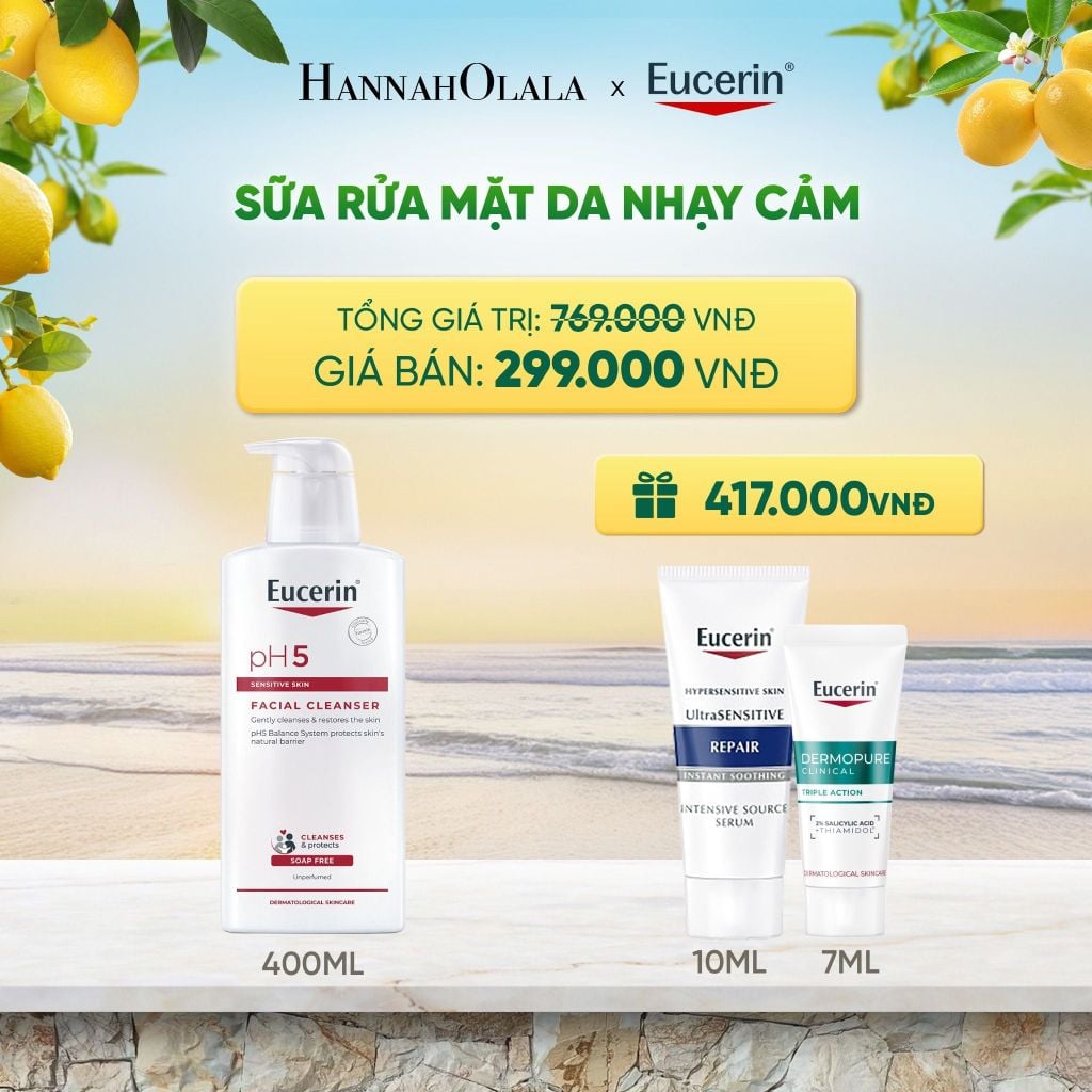  SỮA RỬA MẶT KHÔNG GÂY KÍCH ỨNG CHO DA NHẠY CẢM EUCERIN PH5 FACIAL CLEANSER 400ML DEAL 13: 