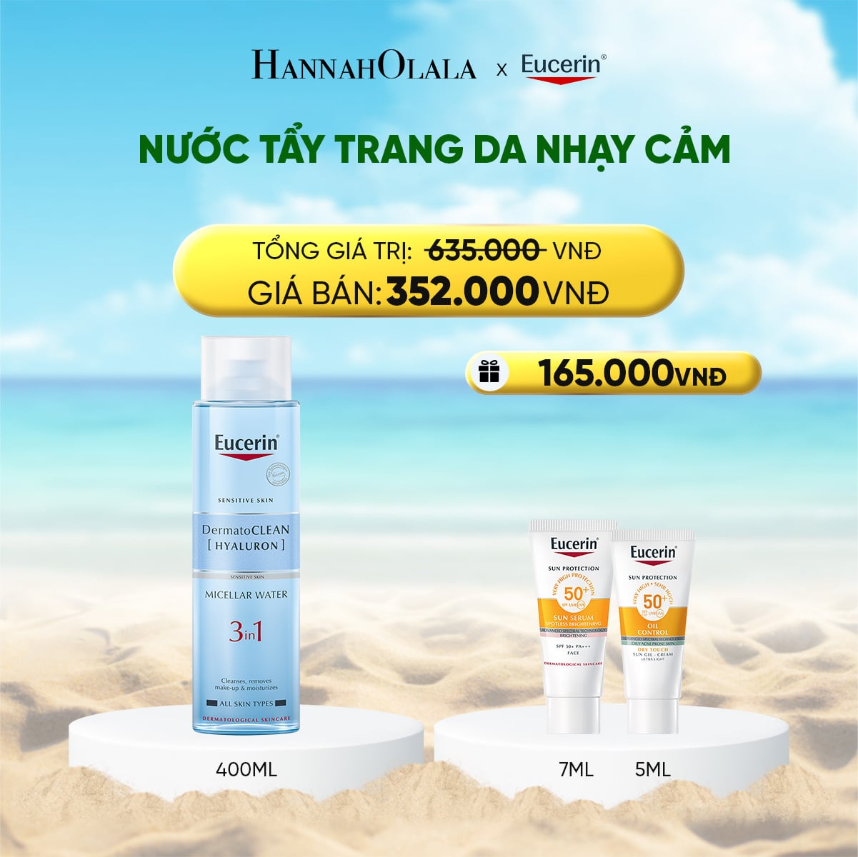 A1214_deal 13: nước tẩy trang dịu nhẹ cho da nhạy cảm eucerin dermato clean micellar cleansing fluid 400ml