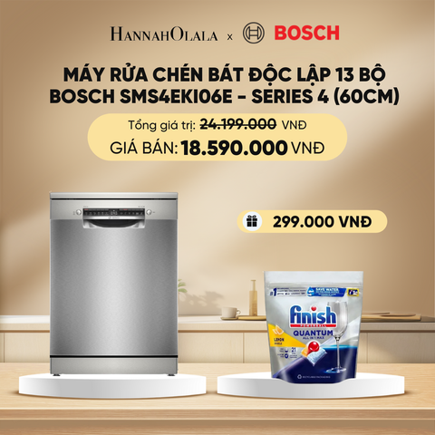  DEAL 13: MÁY RỬA CHÉN BÁT ĐỘC LẬP 13 BỘ BOSCH SMS4EKI06E - SERIES 4 (60CM) 