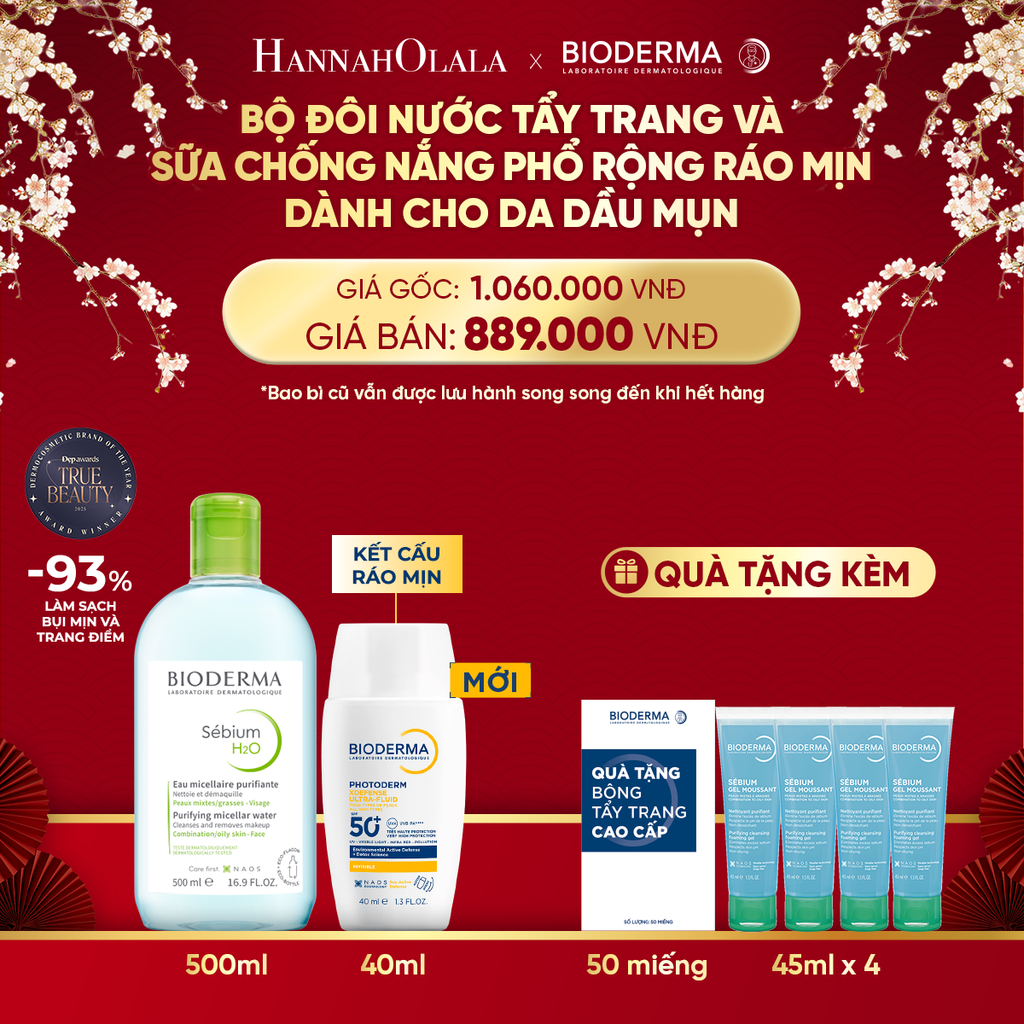  DEAL 12: BỘ ĐÔI NƯỚC TẨY TRANG VÀ SỮA CHỐNG NẮNG PHỔ RỘNG RÁO MỊN CHO DA DẦU MỤN 
