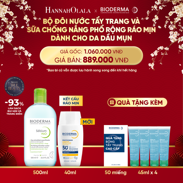  DEAL 12: BỘ ĐÔI NƯỚC TẨY TRANG VÀ SỮA CHỐNG NẮNG PHỔ RỘNG RÁO MỊN CHO DA DẦU MỤN 
