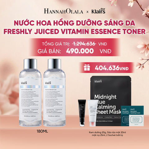  COMBO 2 DEAR, KLAIRS NƯỚC HOA HỒNG FRESHLY JUICED VITAMIN ESSENCE TONER 180ML (IP04) - A330 