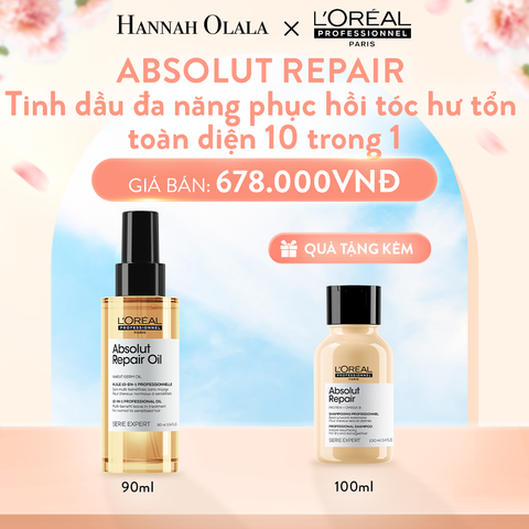 A479_DEAL 18: TINH DẦU ĐA NĂNG PHỤC HỒI TÓC HƯ TỔN TOÀN DIỆN 10 TRONG 1 L'ORÉAL PROFESSIONNEL SERIE EXPERT ABSOLUT REPAIR GOLD 90ML 