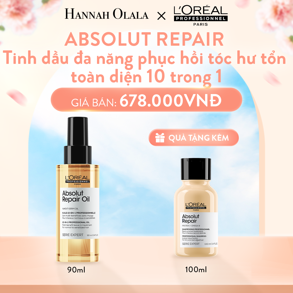  A479_DEAL 18: TINH DẦU ĐA NĂNG PHỤC HỒI TÓC HƯ TỔN TOÀN DIỆN 10 TRONG 1 L'ORÉAL PROFESSIONNEL SERIE EXPERT ABSOLUT REPAIR GOLD 90ML 