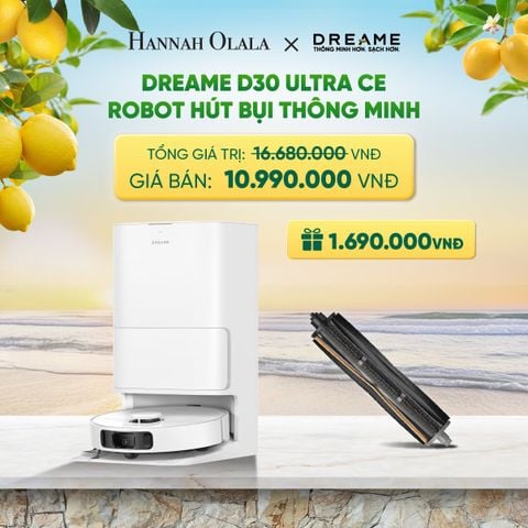  DREAME D30 ULTRA CE ROBOT HÚT BỤI THÔNG MINH - LỰC HÚT 25.000PA - SẤY KHÔ GIẺ LAU KHÍ NÓNG - BH 24 THÁNG 